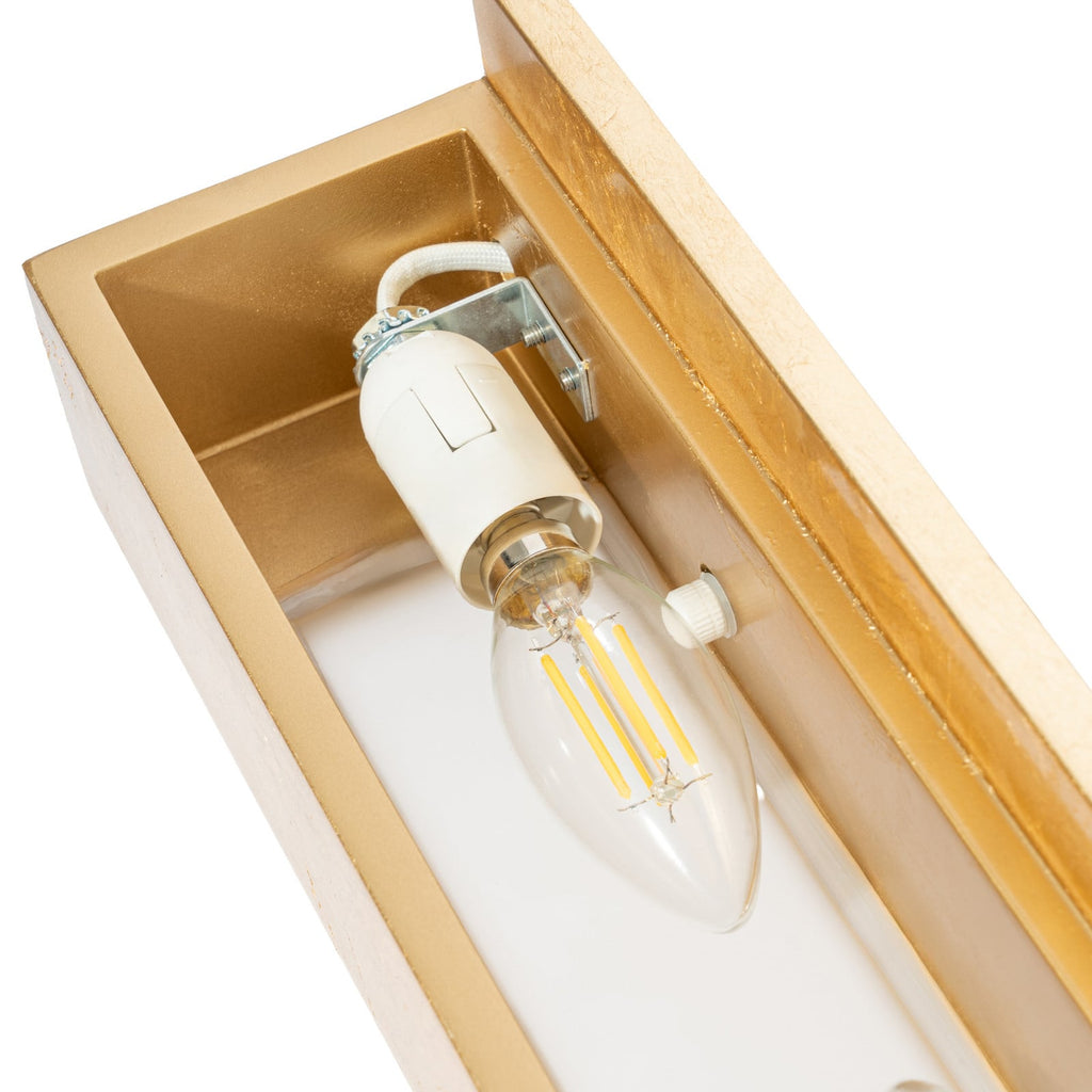 Lucande Emina wall light, gold, width 14 in, plaster