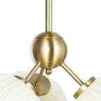 Lucande Scarlett ceiling light, 3-bulb, brass/white, fabric