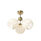 Lucande Scarlett ceiling light, 3-bulb, brass/white, fabric