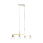 Lucande Noah pendant light, 4-bulb, silver, length 36 in, glass