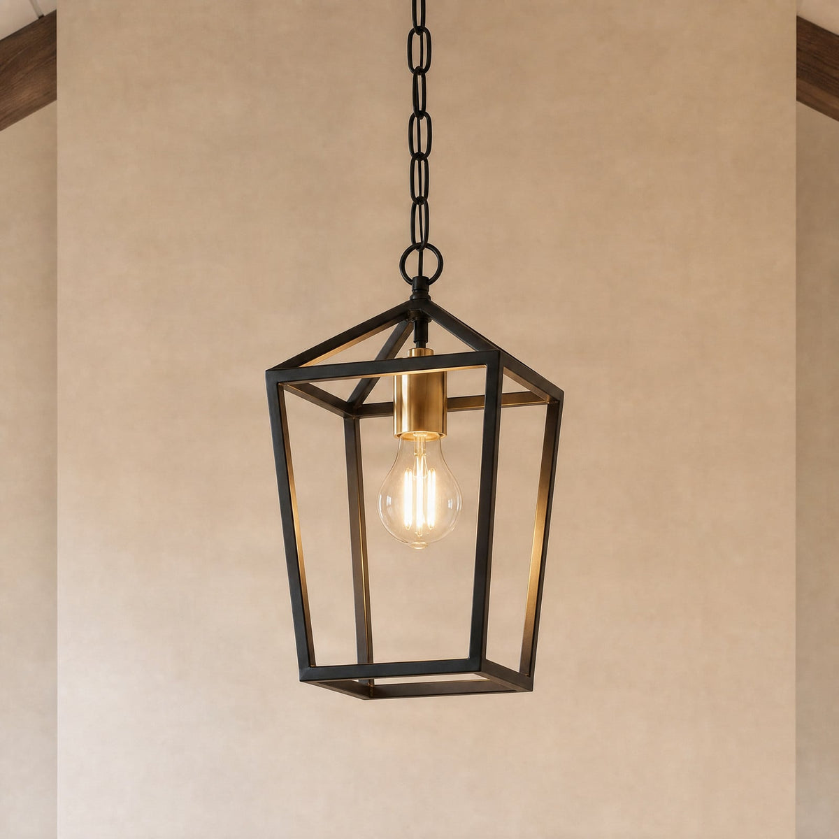 Lucande Henry pendant light, 1-bulb, black, metal