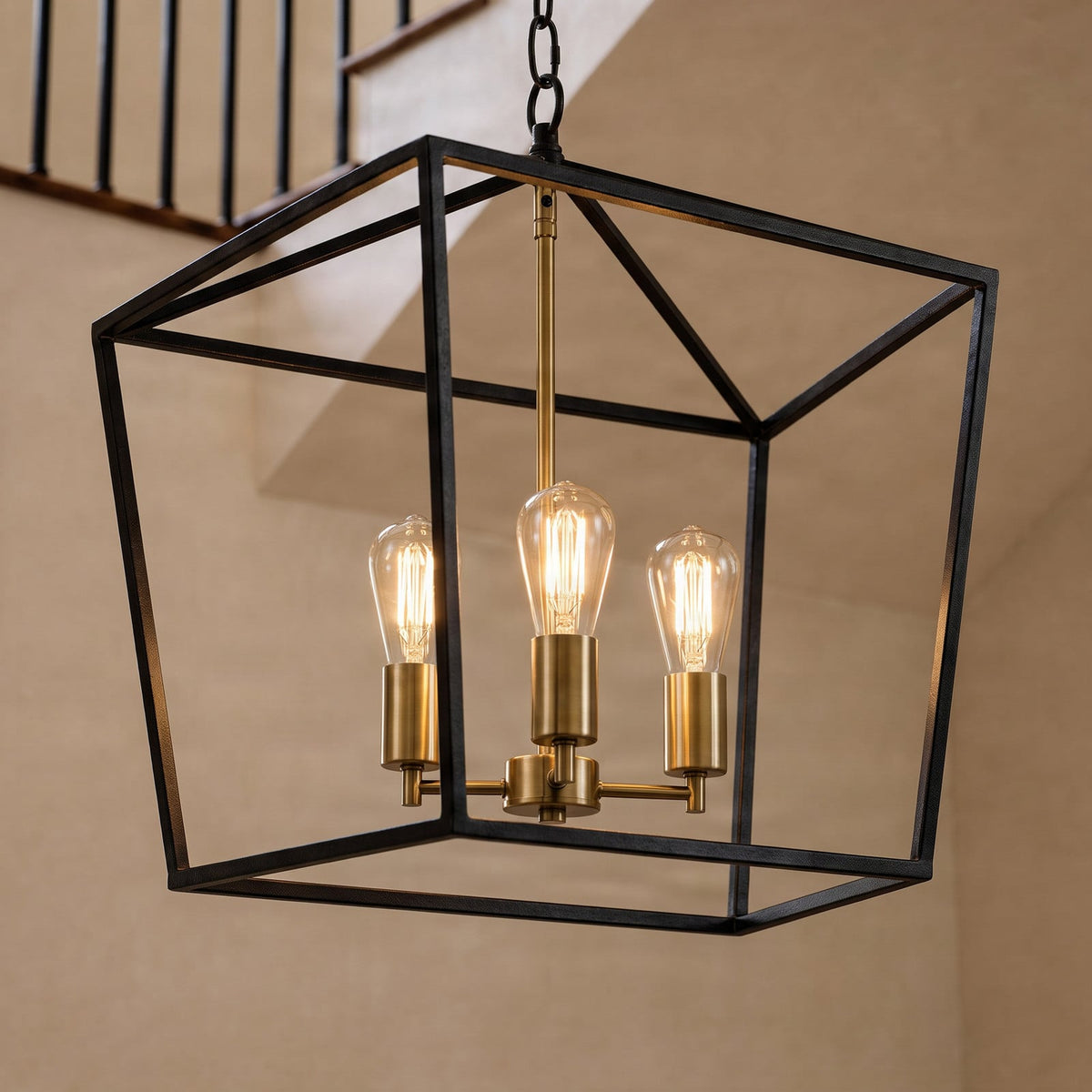 Lucande Henry pendant light, 4-bulb, black, metal