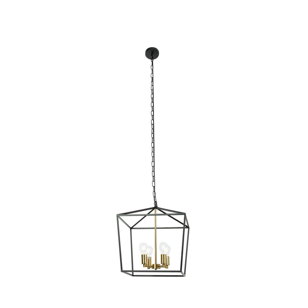 Lucande Henry pendant light, 4-bulb, black, metal