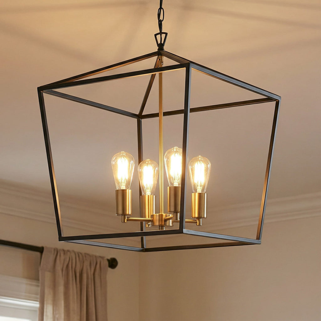 Lucande Henry pendant light, 4-bulb, black, metal