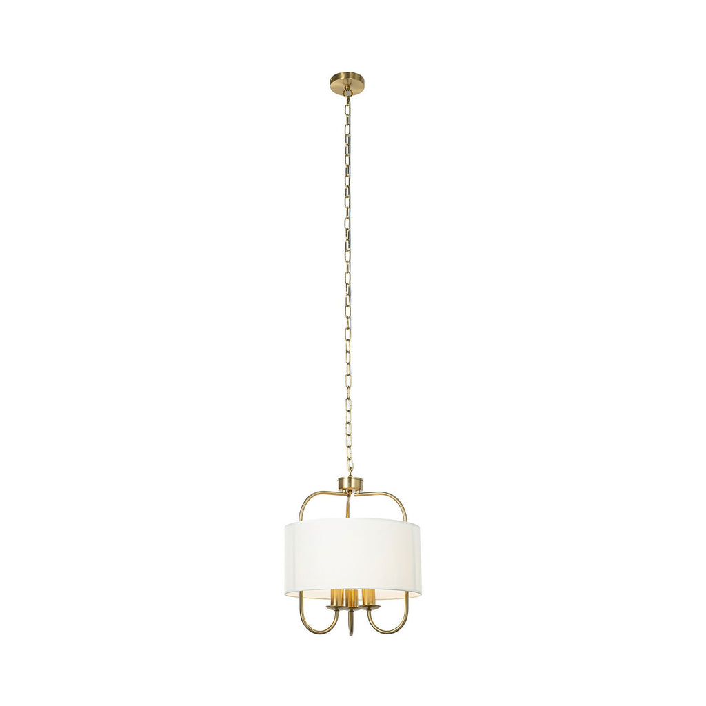 Lucande Aurora pendant light, Ø 16 in, cream, 3-bulb, fabric