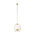 Lucande Aurora pendant light, Ø 16 in, cream, 3-bulb, fabric