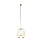Lucande Aurora pendant light, Ø 16 in, cream, 3-bulb, fabric