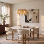 Lucande Aurora hanging light, Ø 17.7 in, brown, 3-bulb, fabric