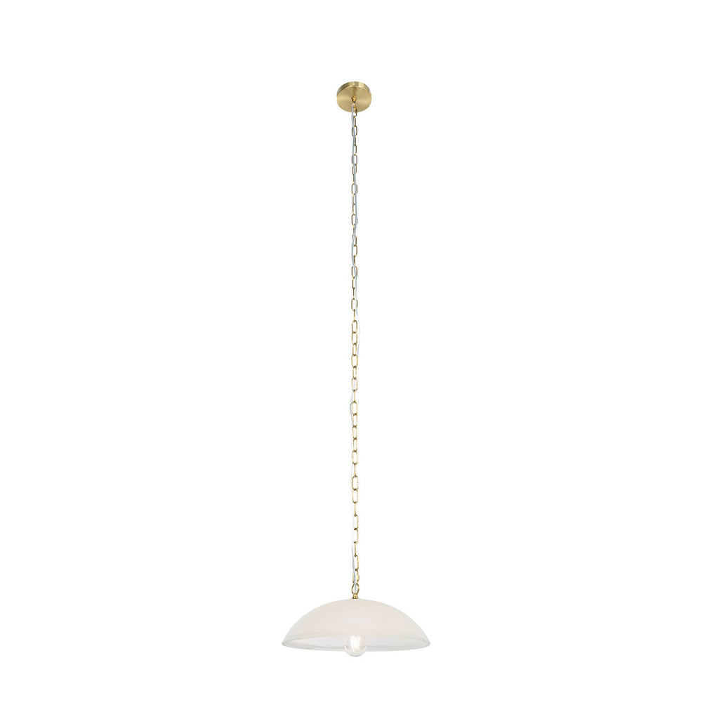 Lucande Sadie pendant light, Ø 16 in, brass/white, glass