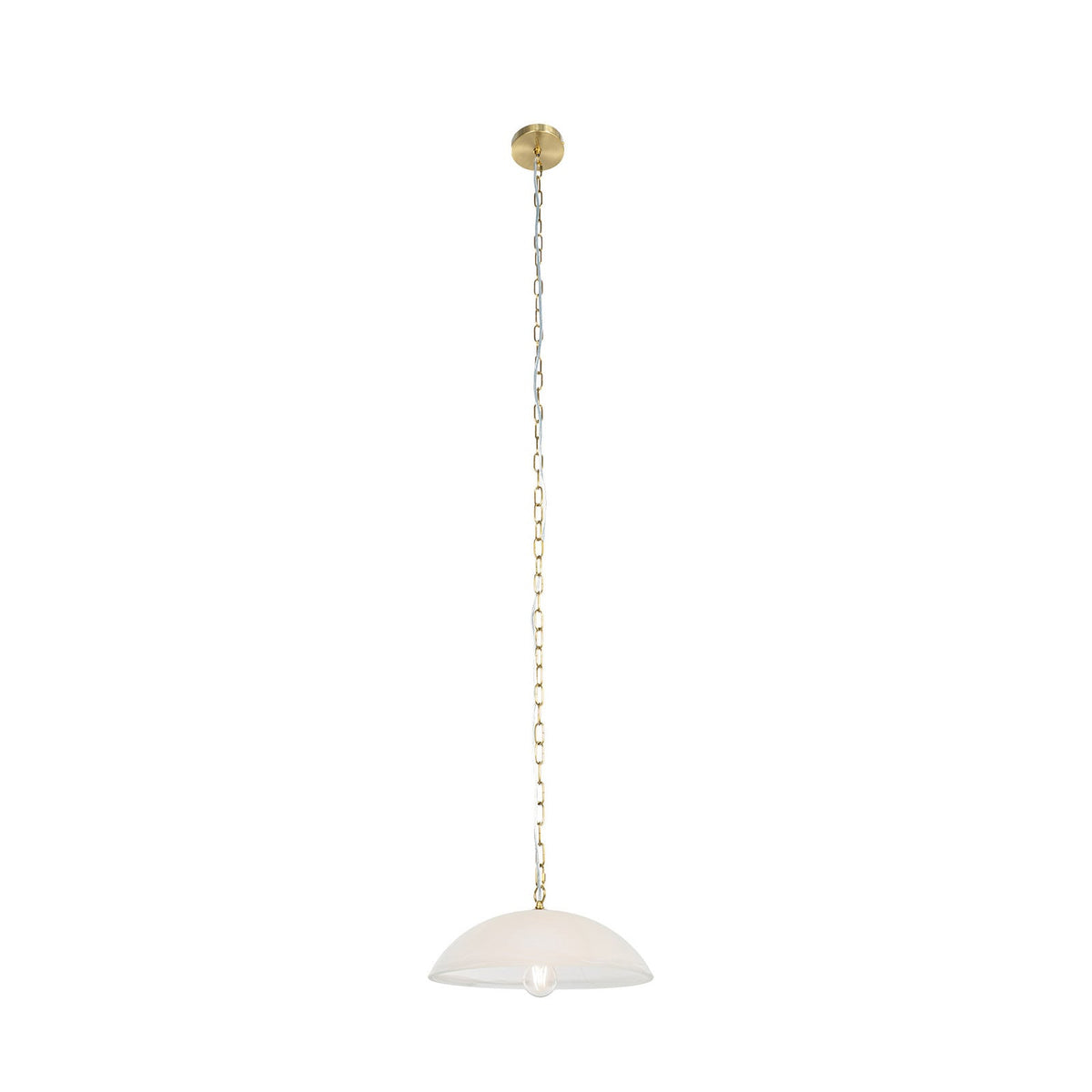 Lucande Sadie pendant light, Ø 16 in, brass/white, glass