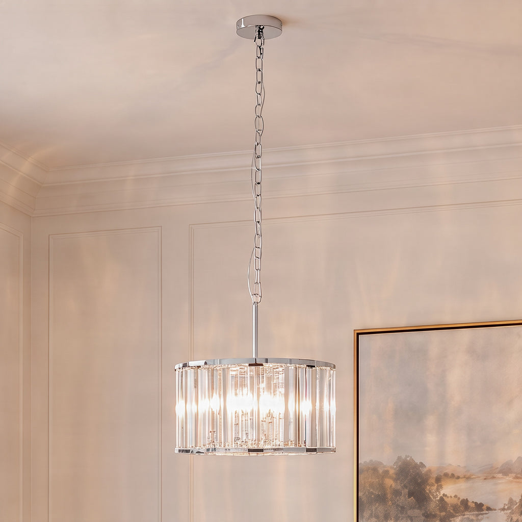 Naomi 16" Chrome Crystal Pendant Light