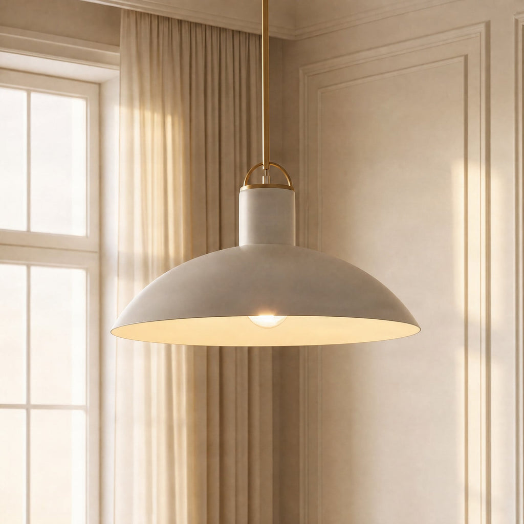 Lucande Theo pendant light, 1-bulb, Ø 17.7 in, white, metal