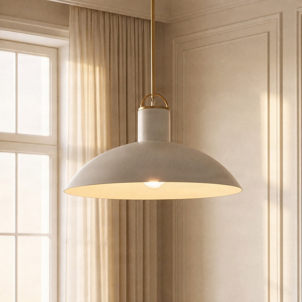 Lucande Theo pendant light, 1-bulb, Ø 17.7 in, white, metal