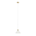 Lucande Andrew pendant light, 1-bulb, Ø 11 in, brass, glass