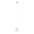 Lucande Andrew pendant light, 1-bulb, Ø 11 in, brass, glass