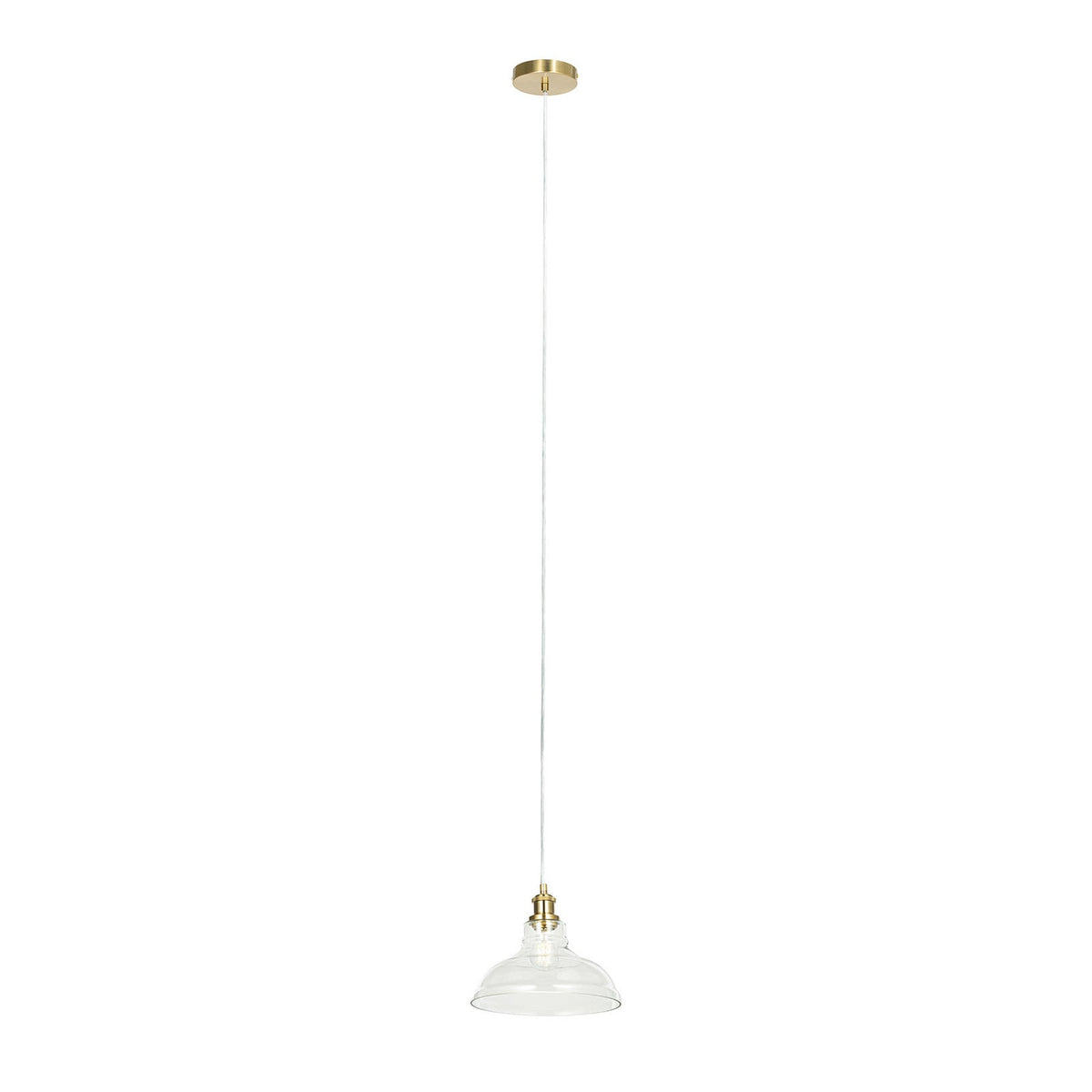 Lucande Andrew pendant light, 1-bulb, Ø 11 in, brass, glass
