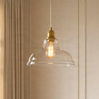 Lucande Andrew pendant light, 1-bulb, Ø 11 in, brass, glass