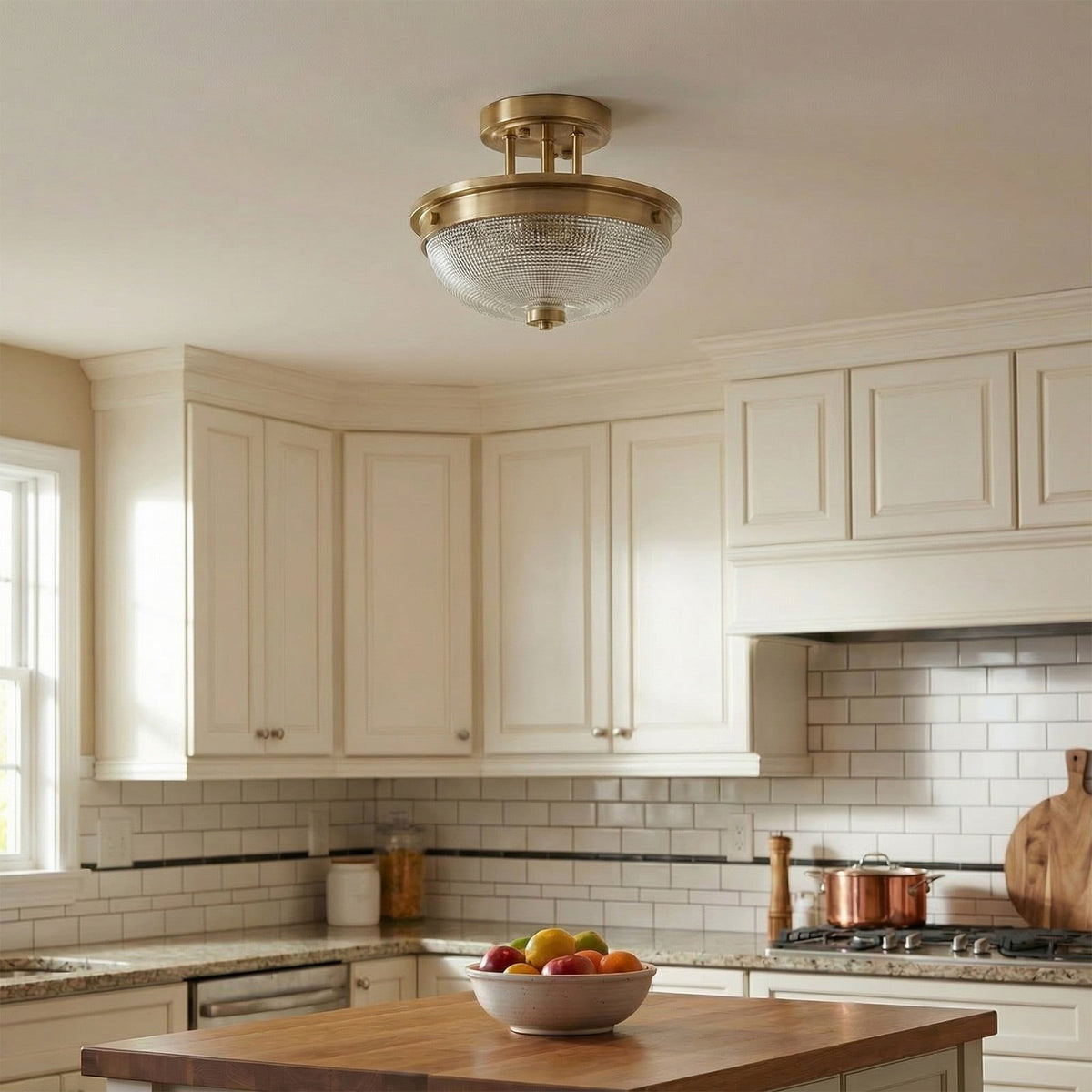 Bennett 13" White Brass Ceiling Light