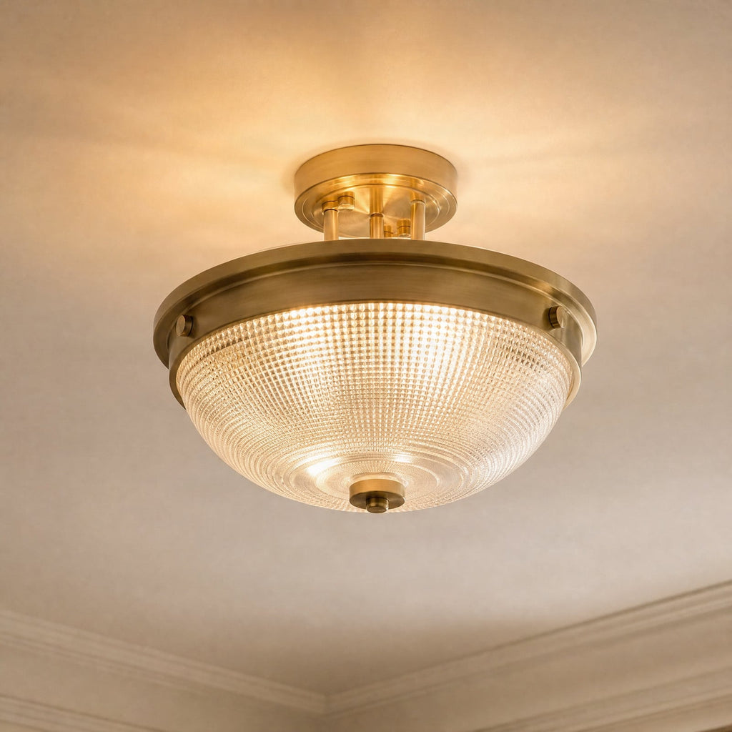 Bennett 13" White Brass Ceiling Light