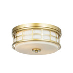 Lucande Clara ceiling light, Ø 13.8 in, white/brass, glass