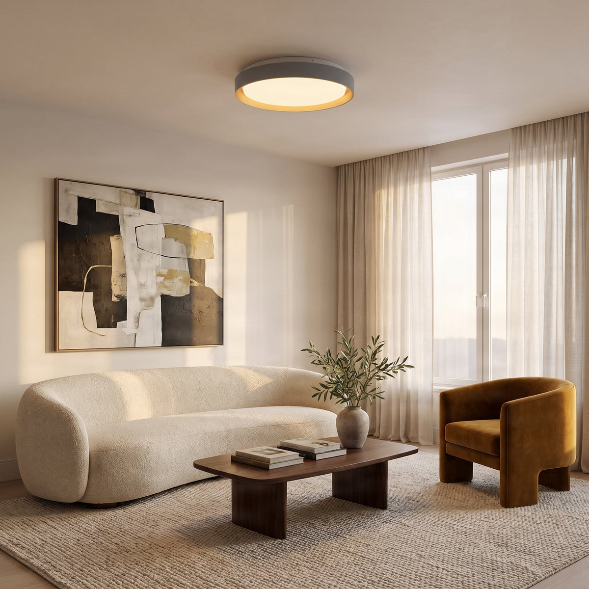 Lucande Aiden LED ceiling light, grey/gold, dimmable, CCT