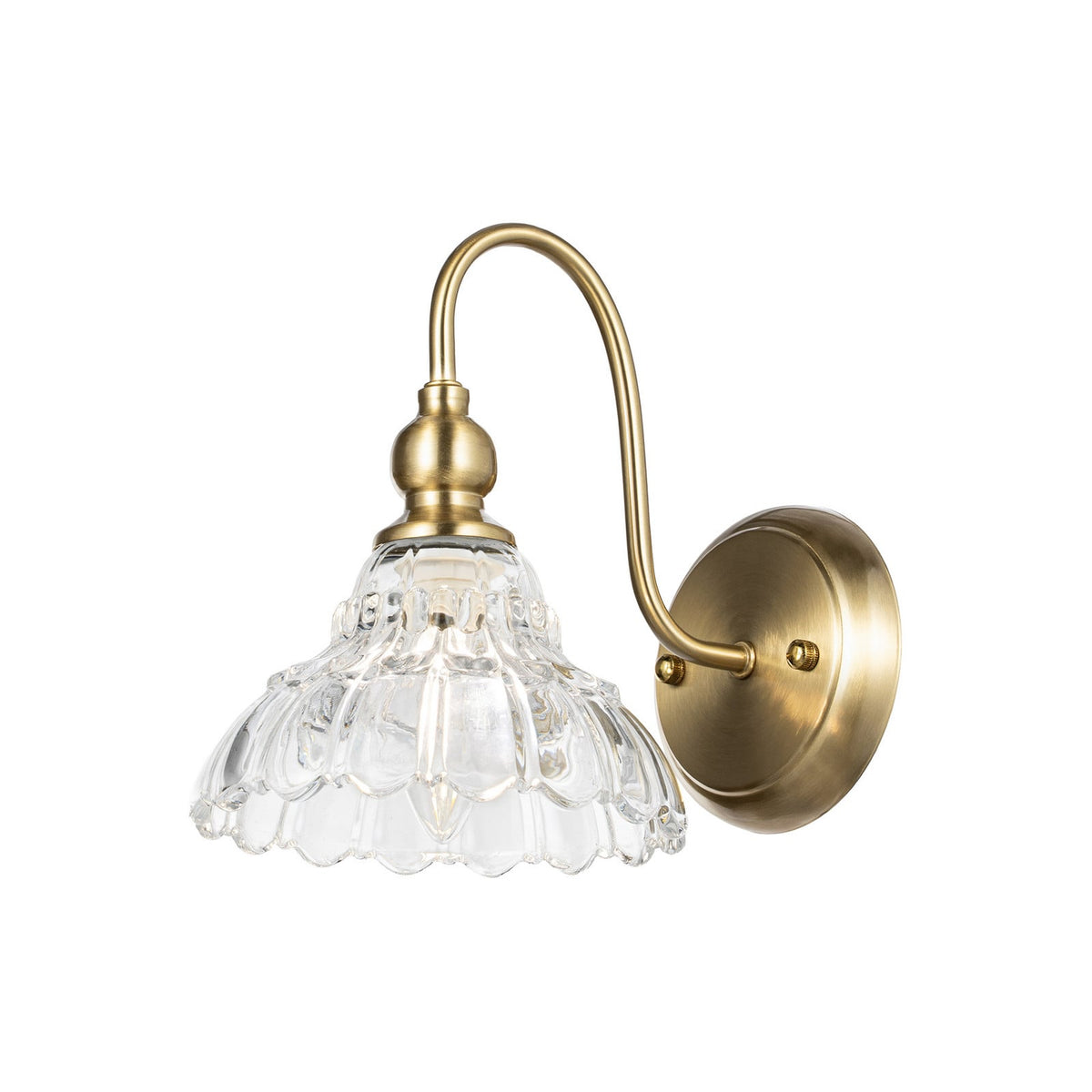 Lucande Allison wall light, height 8 in, antique brass, glass