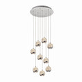 Lucande Hayley LED hanging light, Ø 16 in, 9-bulb, chrome, glass