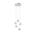 Lucande Hayley LED hanging light, Ø 11 in, 5-bulb, chrome, glass