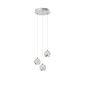 Lucande Hayley LED hanging light, Ø 9 in, 3-bulb, chrome, glass