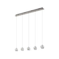 Lucande Hayley LED hanging light, 37.8 in, 5-bulb, chrome, glass