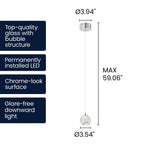 Lucande Hayley LED hanging light, Ø 3.5 in, 1-bulb, chrome, glass