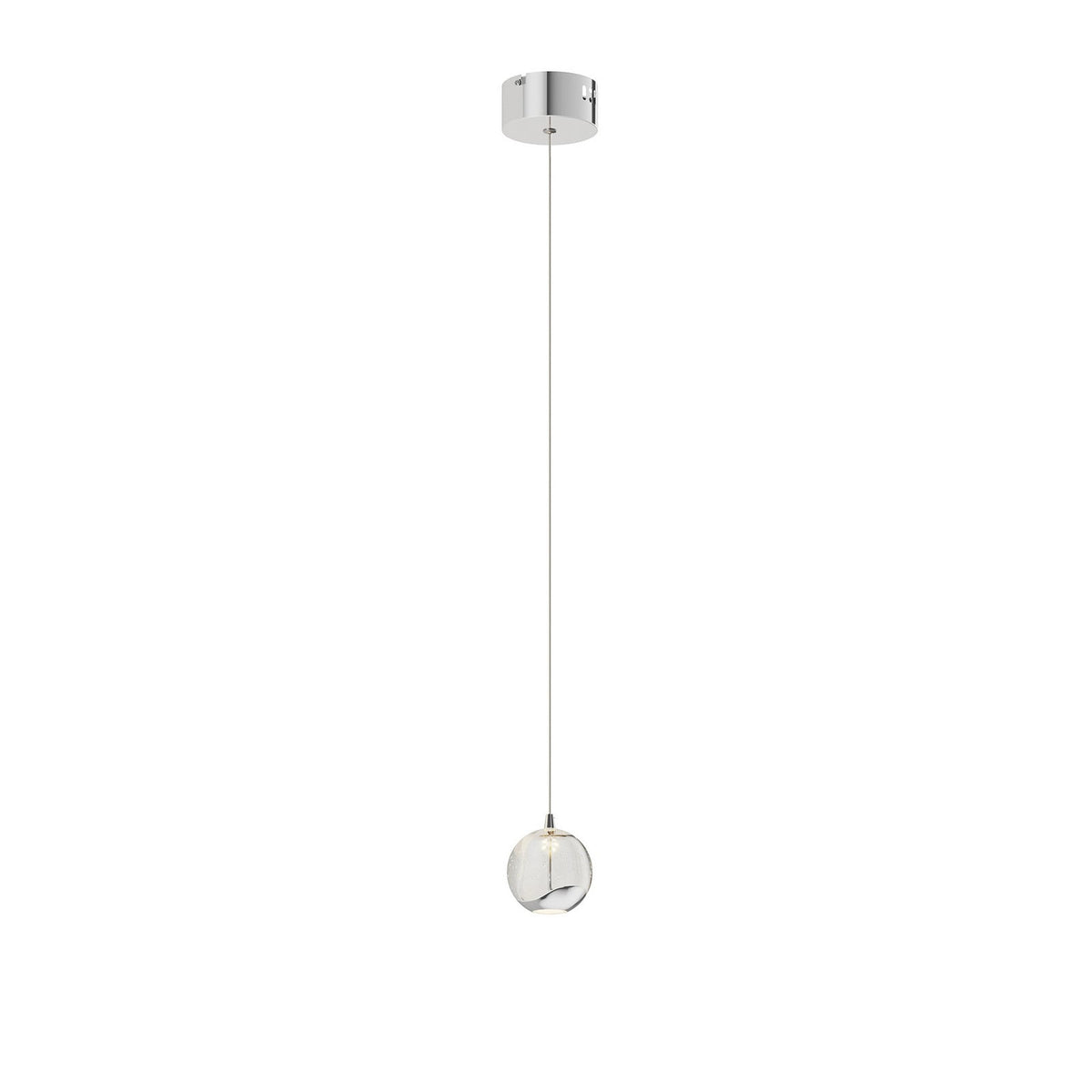 Lucande Hayley LED hanging light, Ø 3.5 in, 1-bulb, chrome, glass