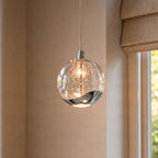 Lucande Hayley LED hanging light, Ø 3.5 in, 1-bulb, chrome, glass