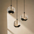 Hayley 9 1/4" Black Glass LED Pendant Light
