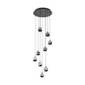 Lucande Hayley LED hanging light, 16 in, 9-bulb, black, glass