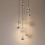 Lucande Hayley LED hanging light, 16 in, 9-bulb, black, glass