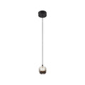 Lucande Hayley LED hanging light, Ø 3.5 in, 1-bulb, black, glass