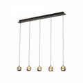 Lucande Hayley LED hanging light, 37 in, 5-bulb, black, glass