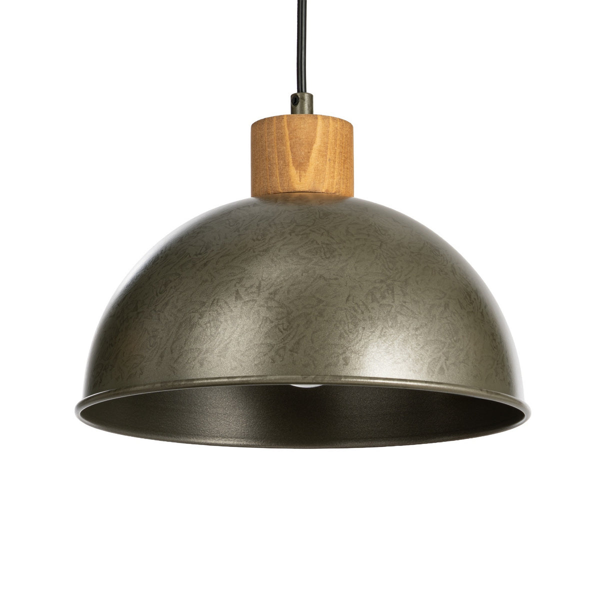 Lucande Holgar pendant light, 3-bulb, grey, metal/wood