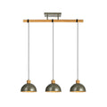 Lucande Holgar pendant light, 3-bulb, grey, metal/wood