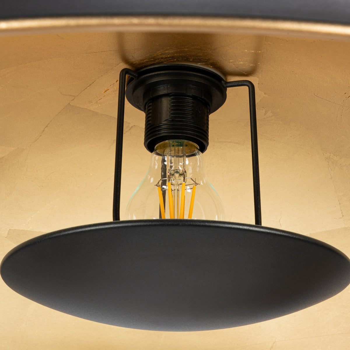 Lucande Emilienne ceiling light, 23.6 in, black and gold