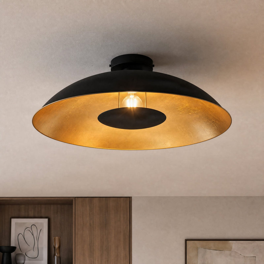 Lucande Emilienne ceiling light, 23.6 in, black and gold