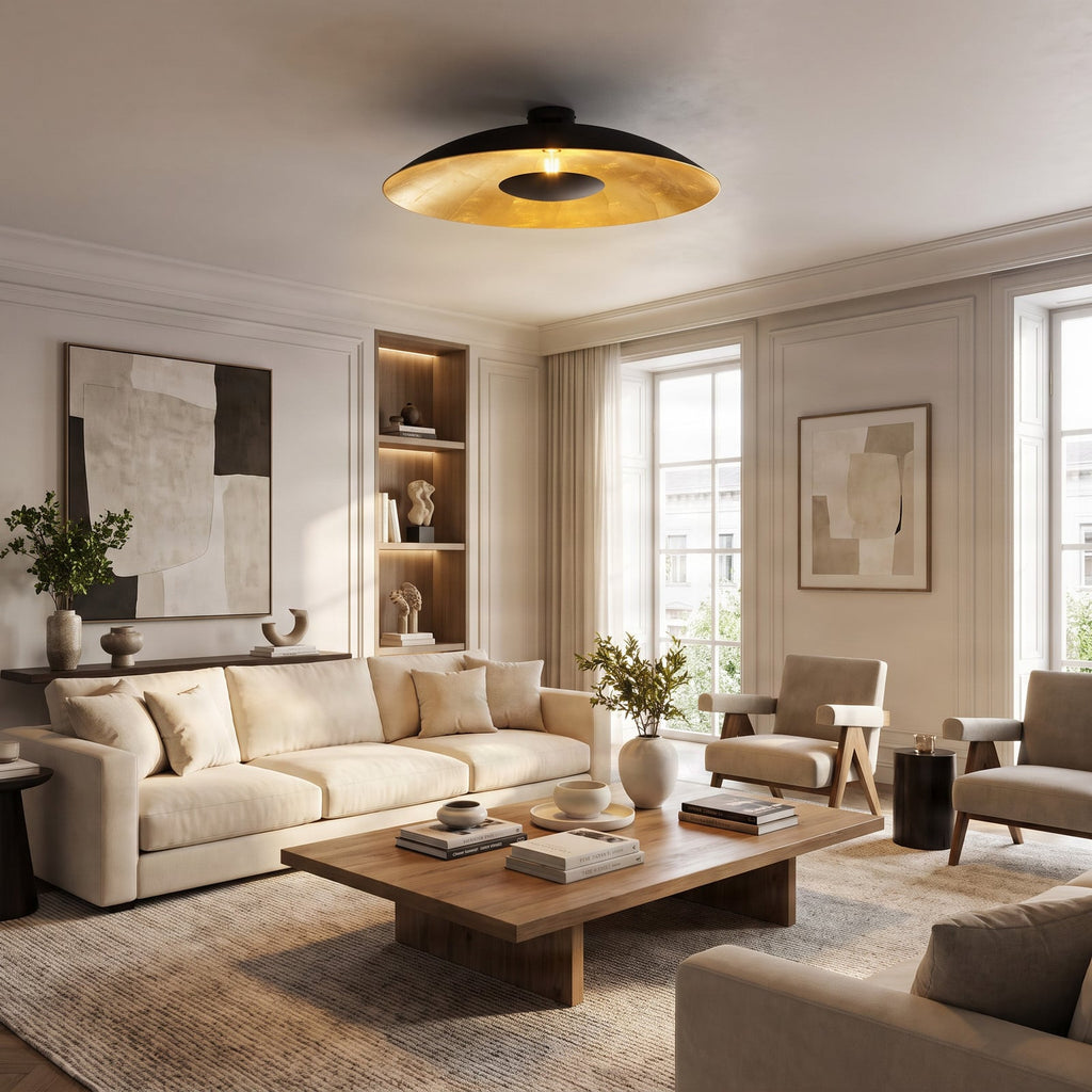 Lucande Narisara Ceiling Light, 31.5 in, black/gold