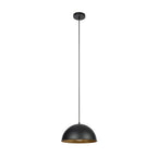 Lucande Leya pendant light, 1-bulb, black, 12 in, metal