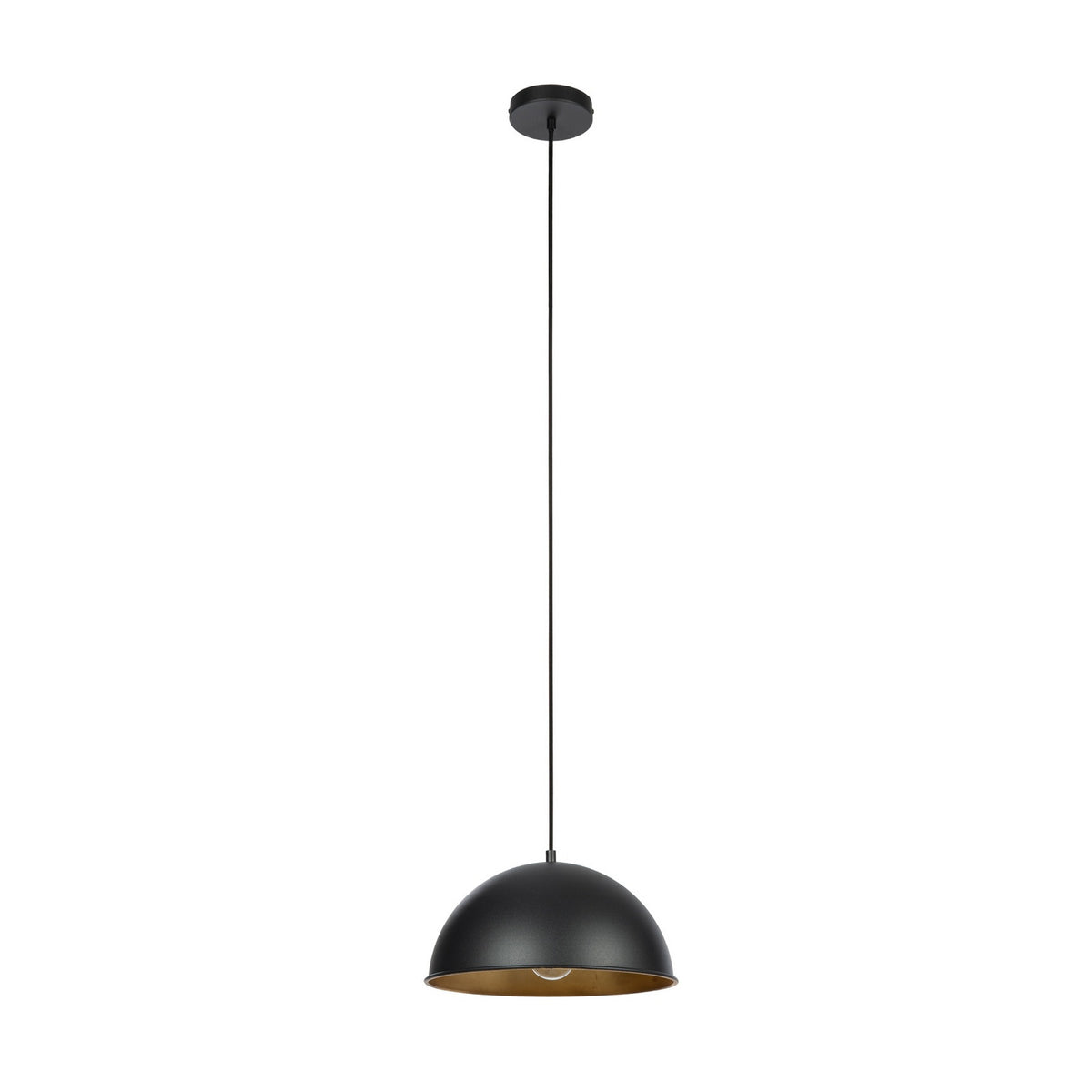 Lucande Leya pendant light, 1-bulb, black, 12 in, metal