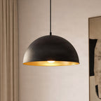 Lucande Leya pendant light, 1-bulb, black, 12 in, metal