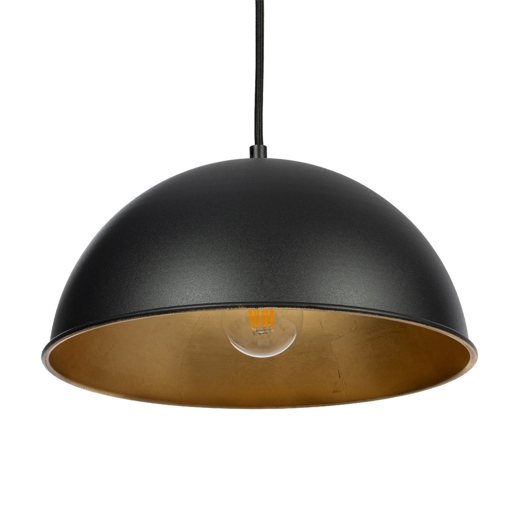 Lucande Leya pendant light, 1-bulb, black, 12 in, metal