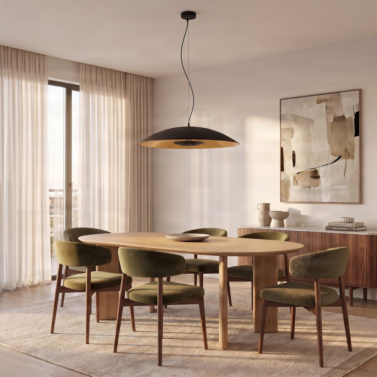 Narisara 31 1/2" Black and Gold Pendant Light