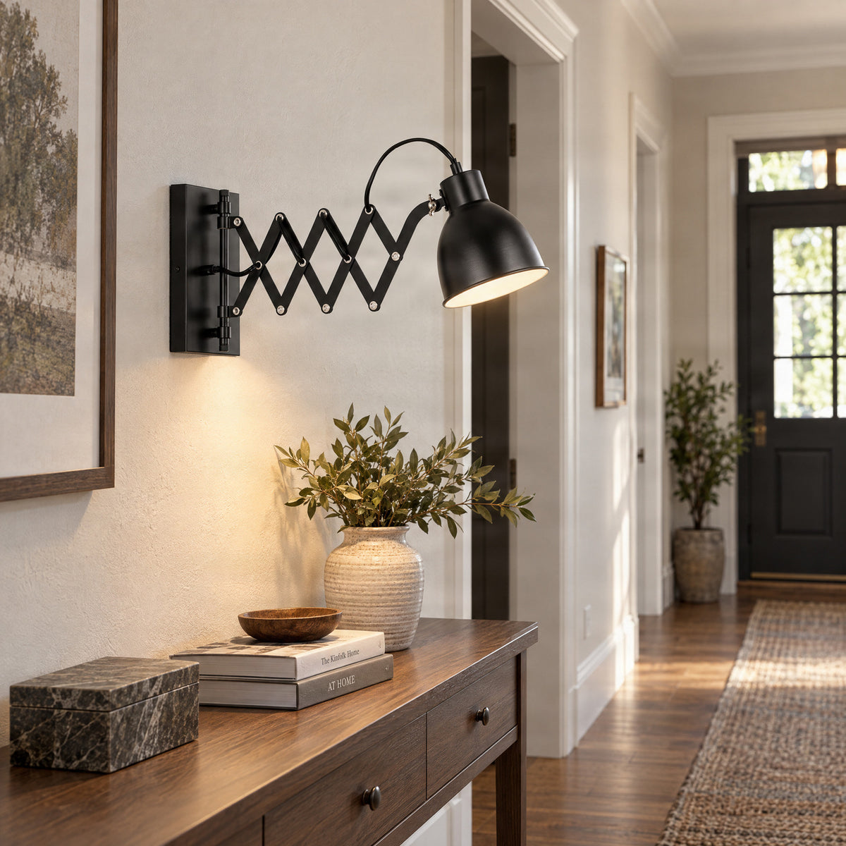 Merle 8 3/4" Black Wall Sconce with Reading Light