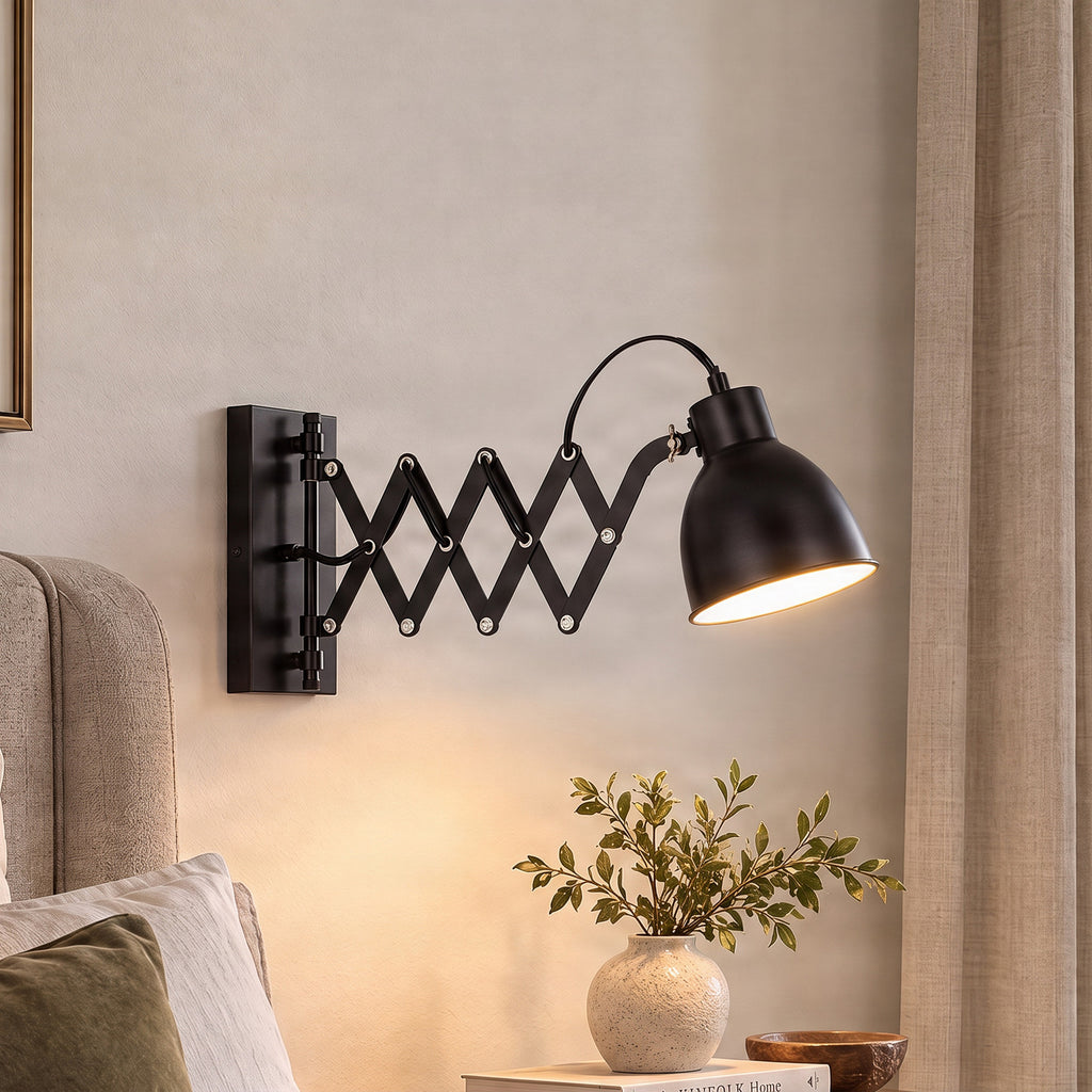 Merle 8 3/4" Black Wall Sconce with Reading Light